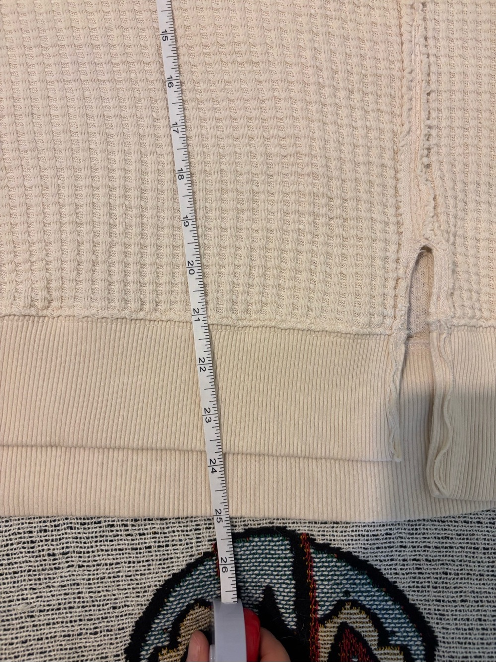 American Eagle Cream Waffle-Knit Pullover - Picture 6 of 9